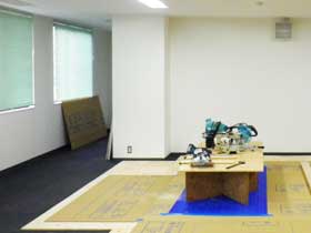 ヒノキのフリーリング【施工のようす】｜木製インフィル工事～京都オフィスビル改装～